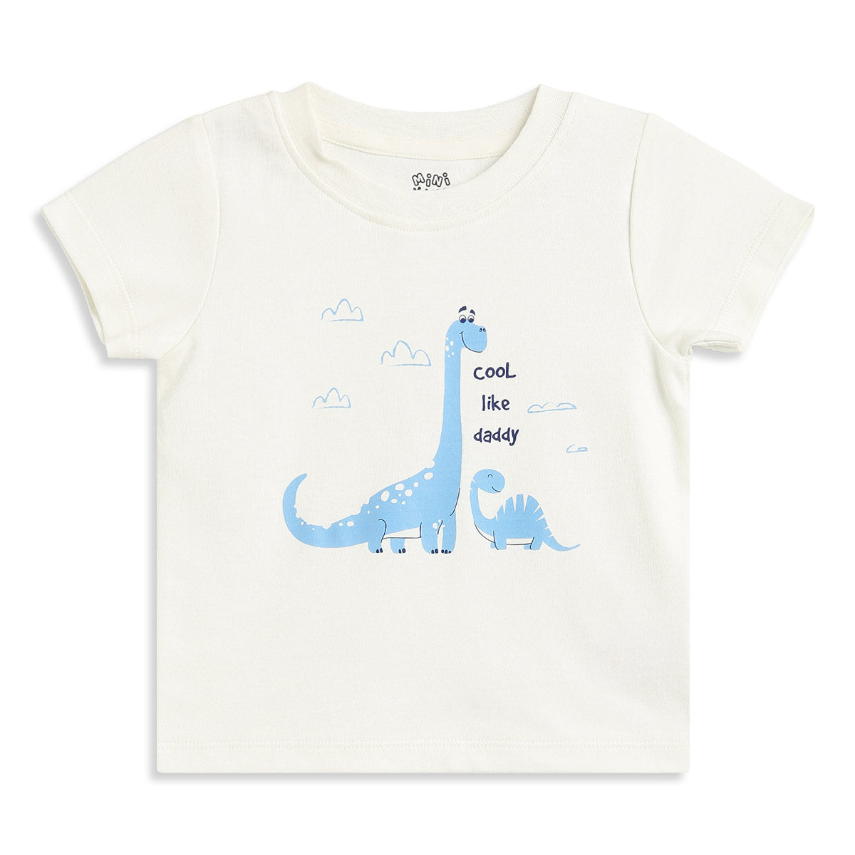 Baby Boys Blue and Off White Cotton Printed T-Shirts Pack of 2 Regular Fit Casual Baby T-Shirts