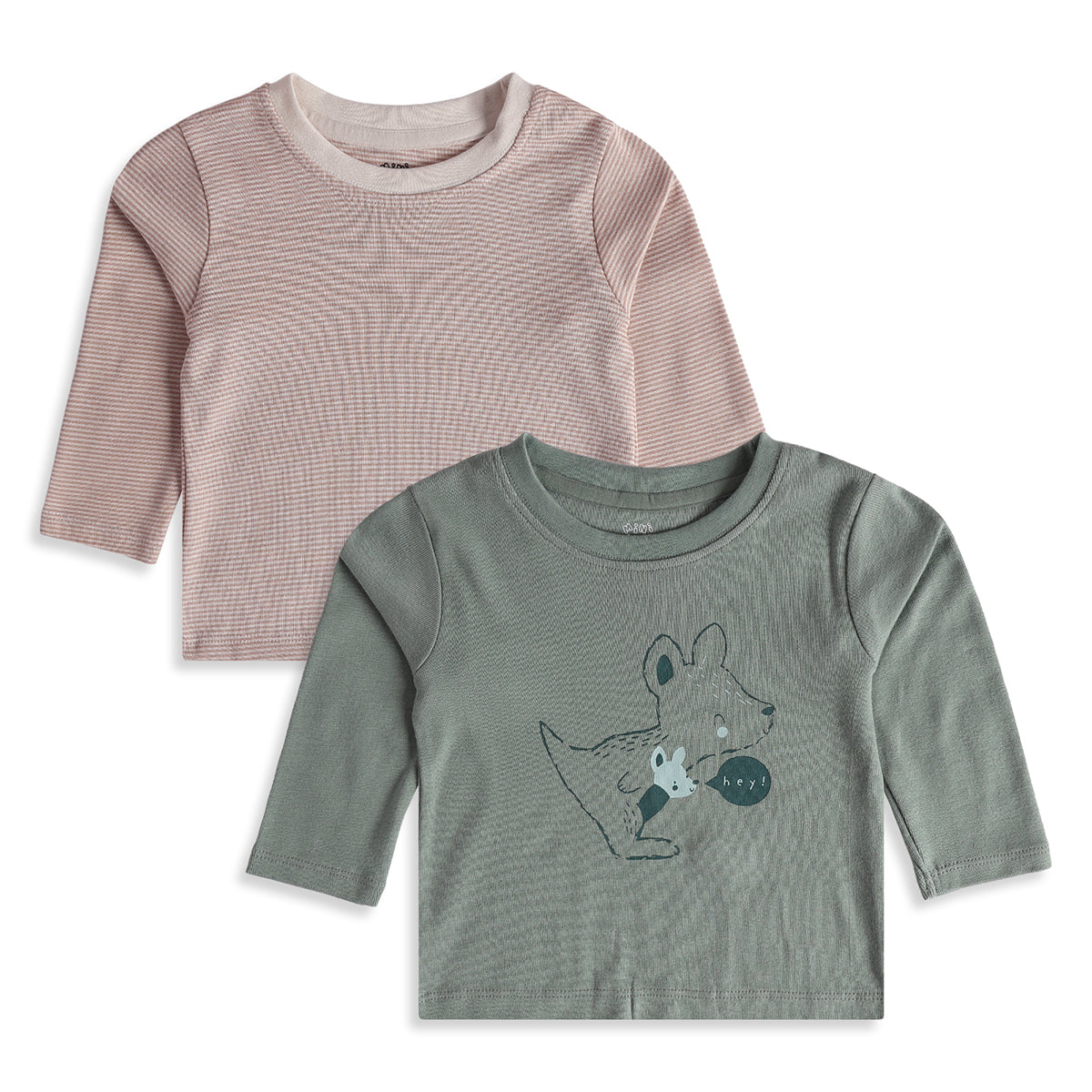 Baby Boys Pink Green Cotton T-Shirts Pack of 2 Regular Fit Casual Wear