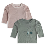 Baby Boys Pink Green Cotton T-Shirts Pack of 2 Regular Fit Casual Wear