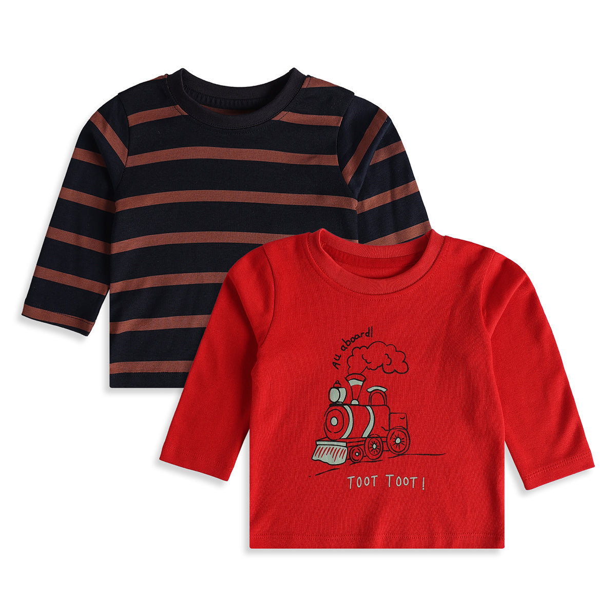Baby Boys Red Navy Cotton T-Shirts Pack of 2 Regular Fit Casual Wear