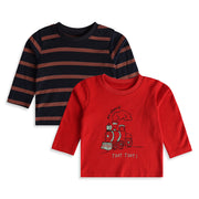 Baby Boys Red Navy Cotton T-Shirts Pack of 2 Regular Fit Casual Wear