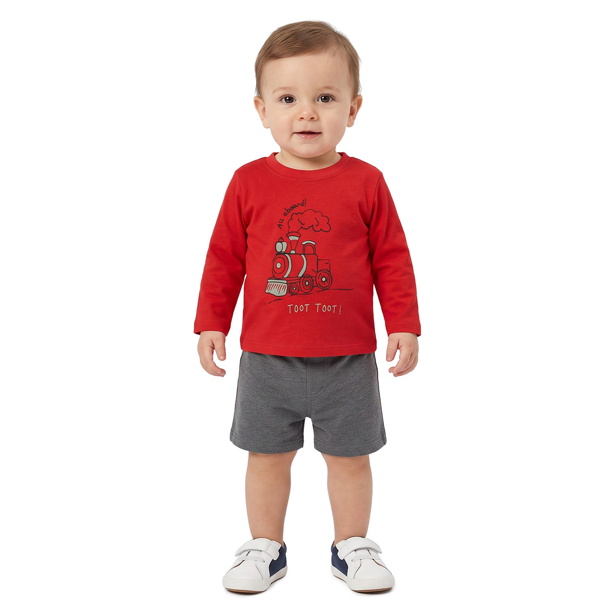 Baby Boys Red Navy Cotton T-Shirts Pack of 2 Regular Fit Casual Wear