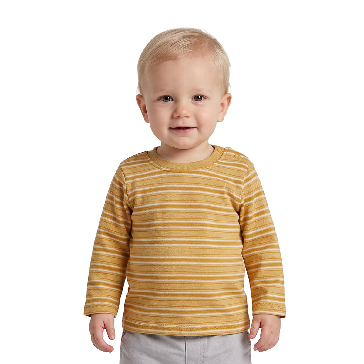 Baby Boys White Mustard Cotton Printed T-Shirts Pack of 2 Casual Wear