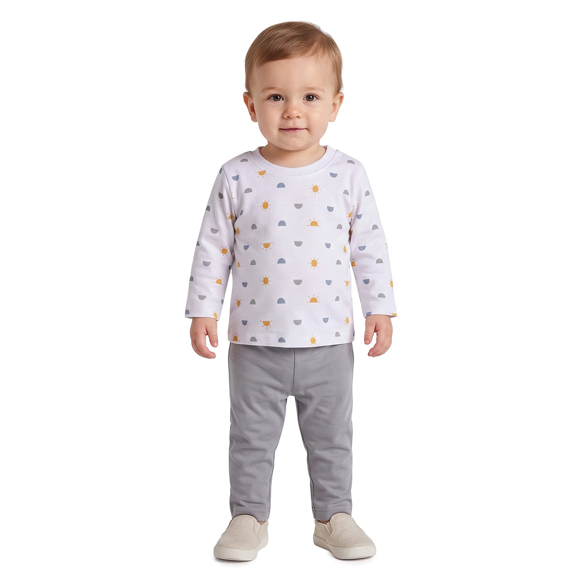 Baby Boys White Mustard Cotton Printed T-Shirts Pack of 2 Casual Wear
