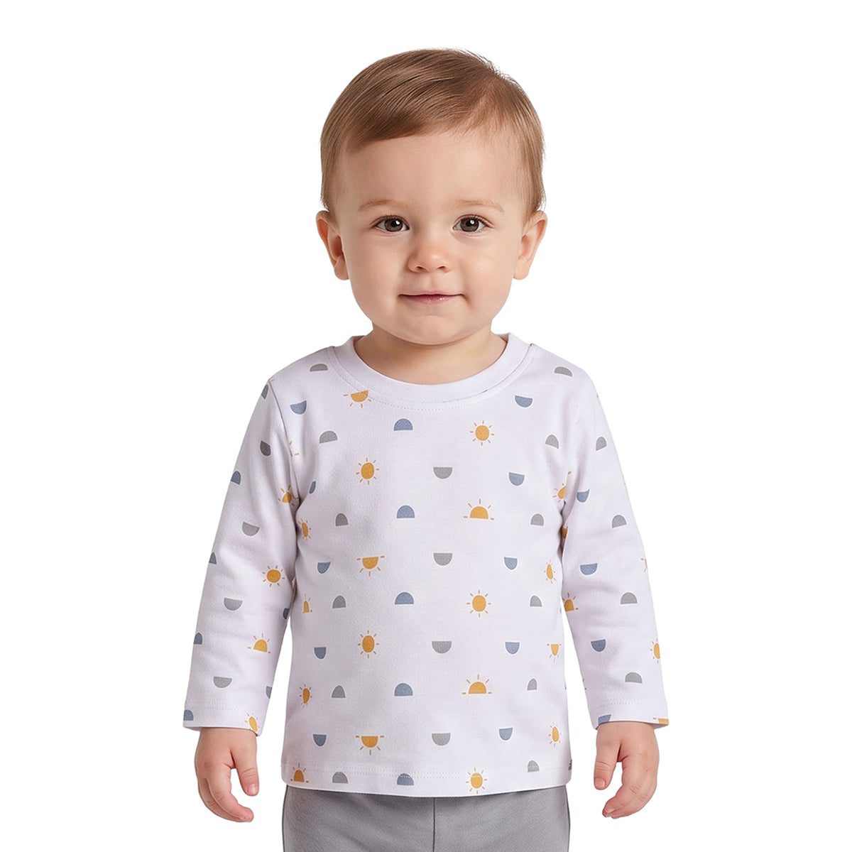 Baby Boys White Mustard Cotton Printed T-Shirts Pack of 2 Casual Wear