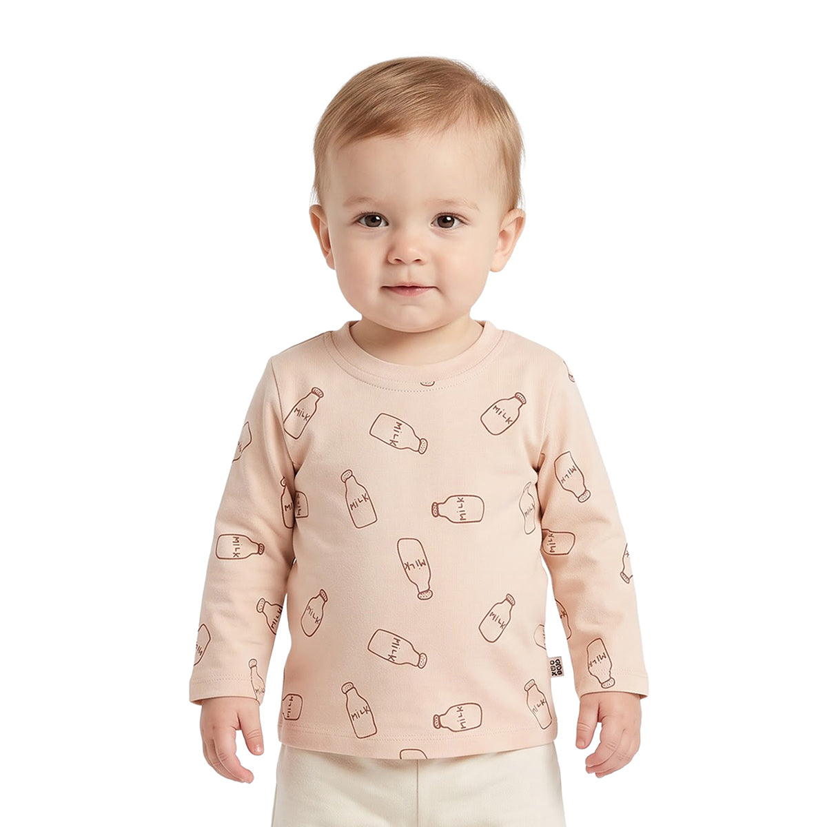 Baby Boys Blue and Beige Cotton T-Shirts Pack of 2 Regular Fit