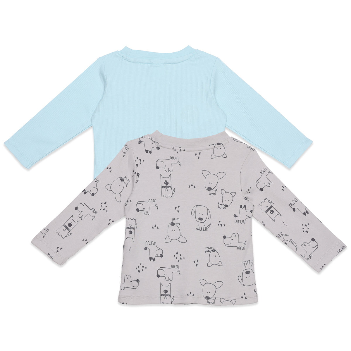 Baby Boys Blue and Grey Cotton T-Shirts Pack of 2 Regular Fit Casual Wear