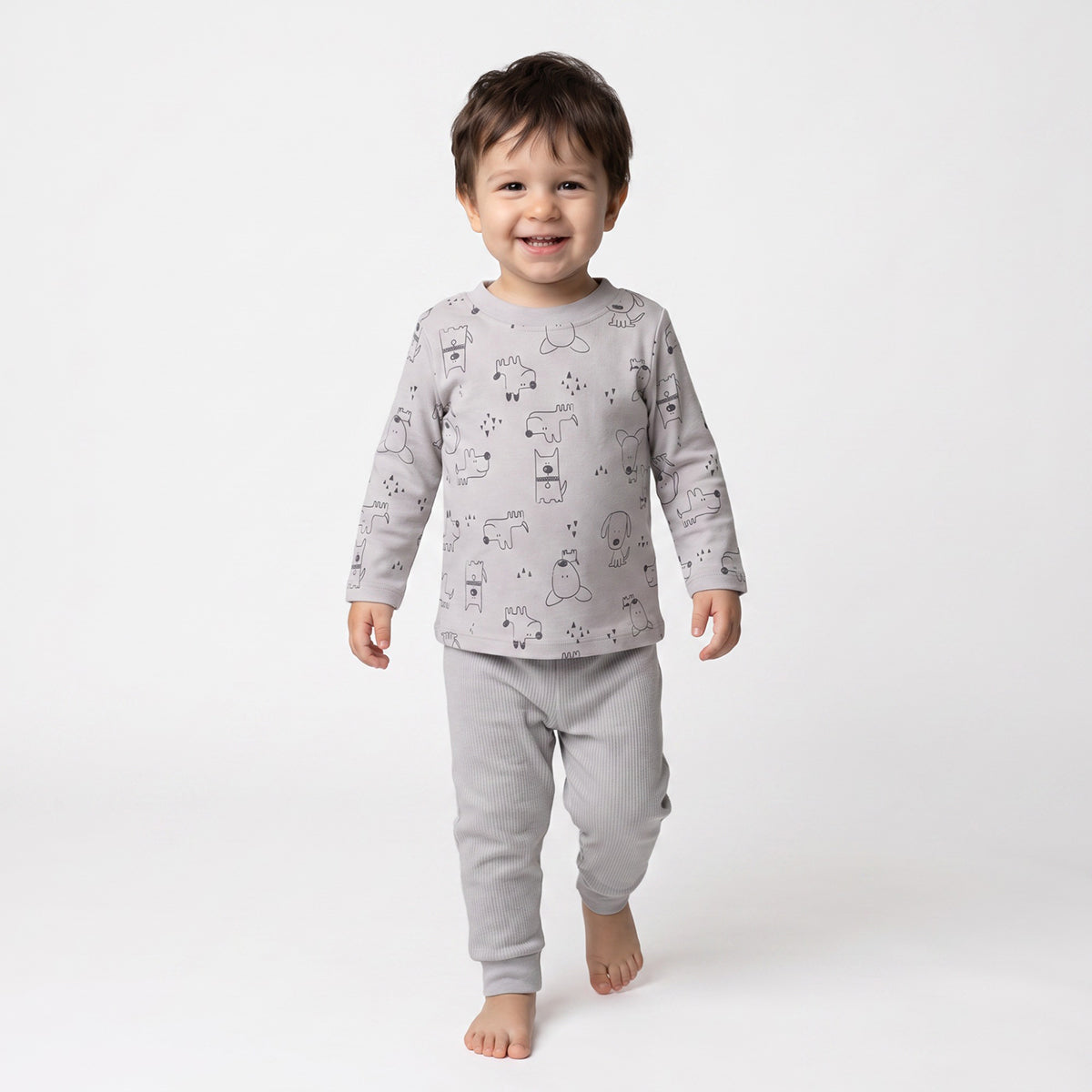 Baby Boys Blue and Grey Cotton T-Shirts Pack of 2 Regular Fit Casual Wear