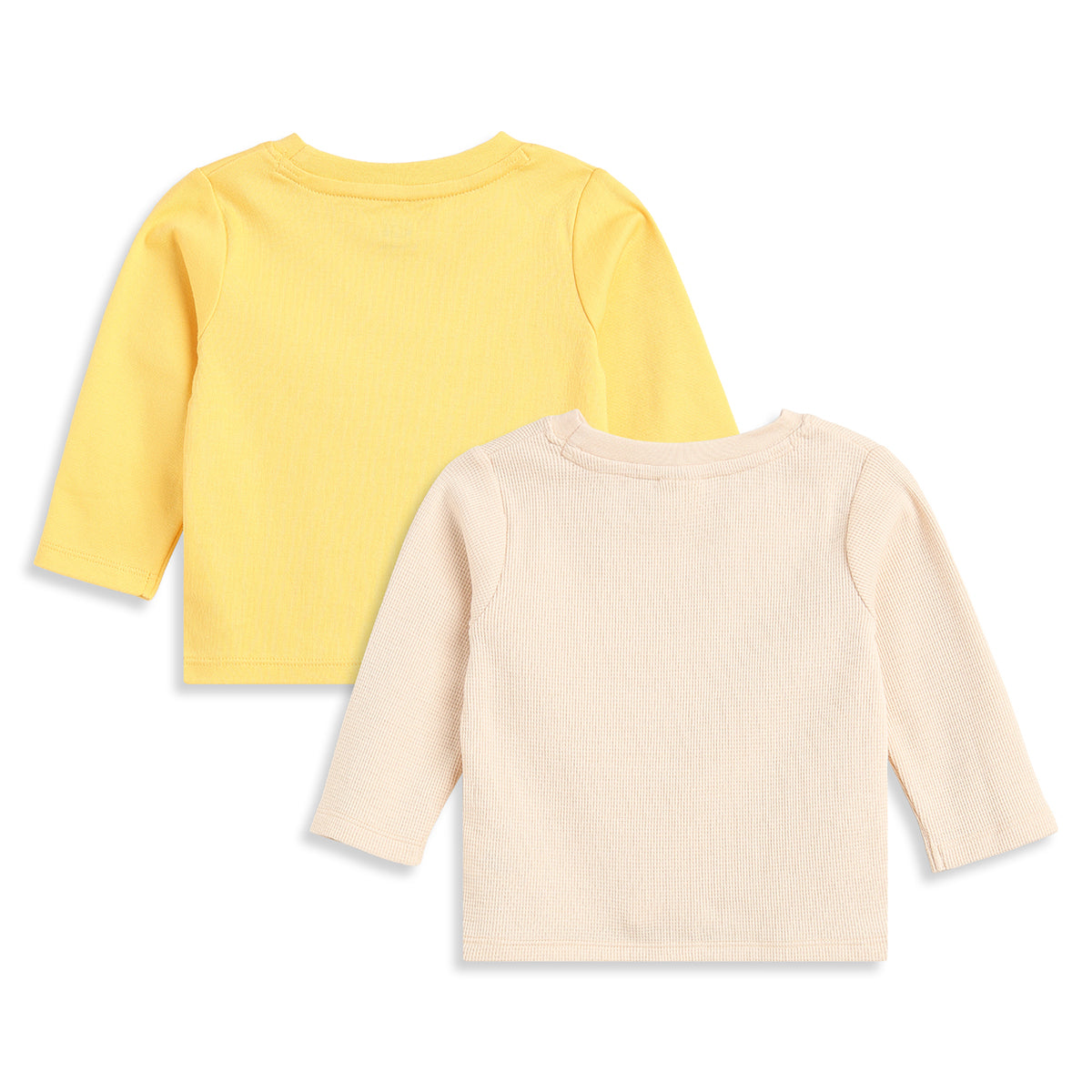 Baby Boys Yellow and Beige Cotton Printed T-Shirts Pack of 2 Regular Fit Casual Baby T-Shirts