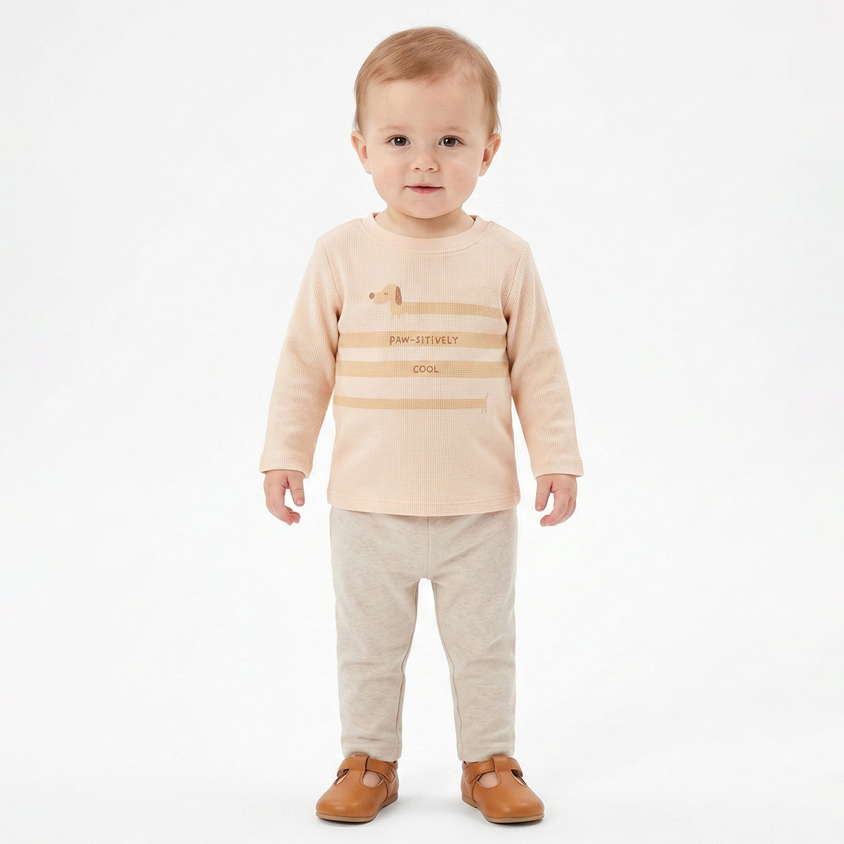 Baby Boys Yellow and Beige Cotton Printed T-Shirts Pack of 2 Regular Fit Casual Baby T-Shirts