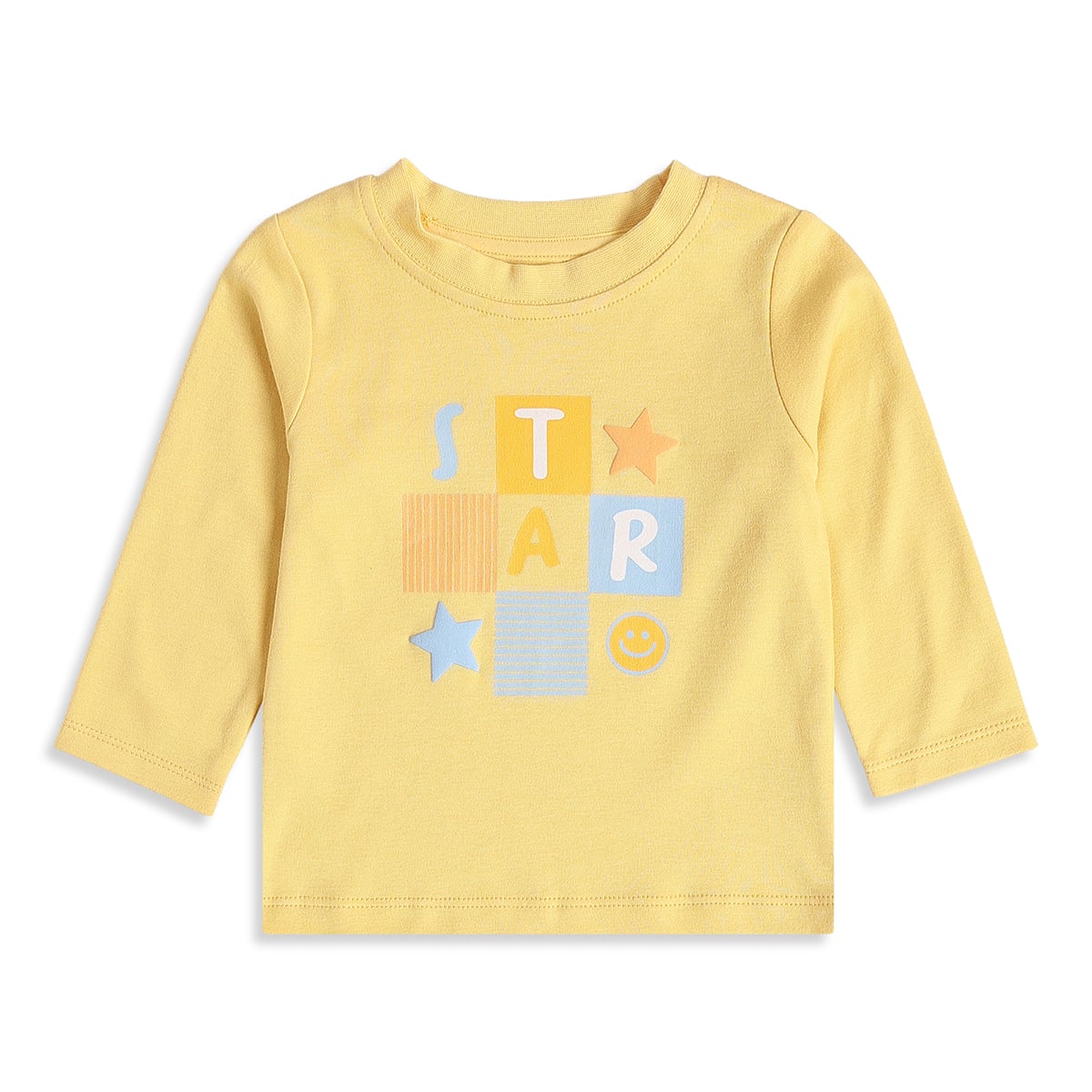 Baby Boys Yellow And Mint Green Cotton Blend Star Printed T-Shirts Pack of 2 Regular Fit Casual Wear