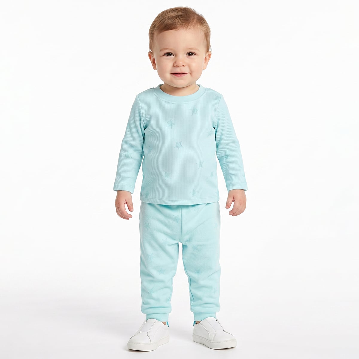 Baby Boys Yellow And Mint Green Cotton Blend Star Printed T-Shirts Pack of 2 Regular Fit Casual Wear