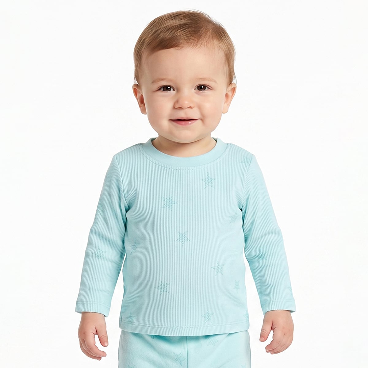 Baby Boys Yellow And Mint Green Cotton Blend Star Printed T-Shirts Pack of 2 Regular Fit Casual Wear