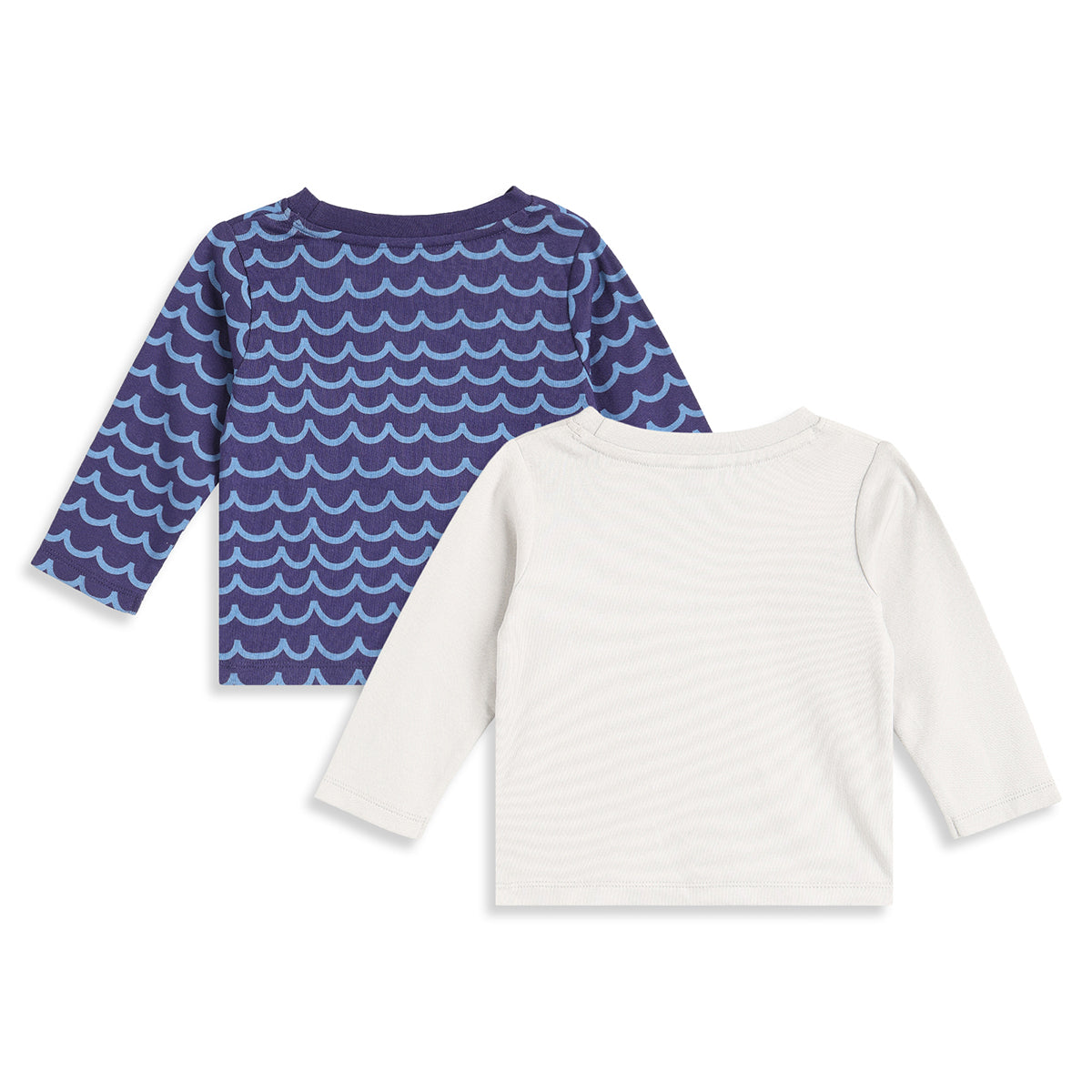 Baby Boys Blue and Off White Cotton Printed T-Shirts Pack of 2 Regular Fit Casual T-Shirts