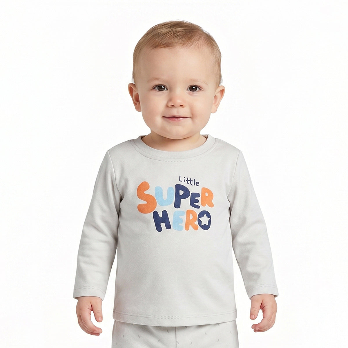 Baby Boys Blue and Off White Cotton Printed T-Shirts Pack of 2 Regular Fit Casual T-Shirts