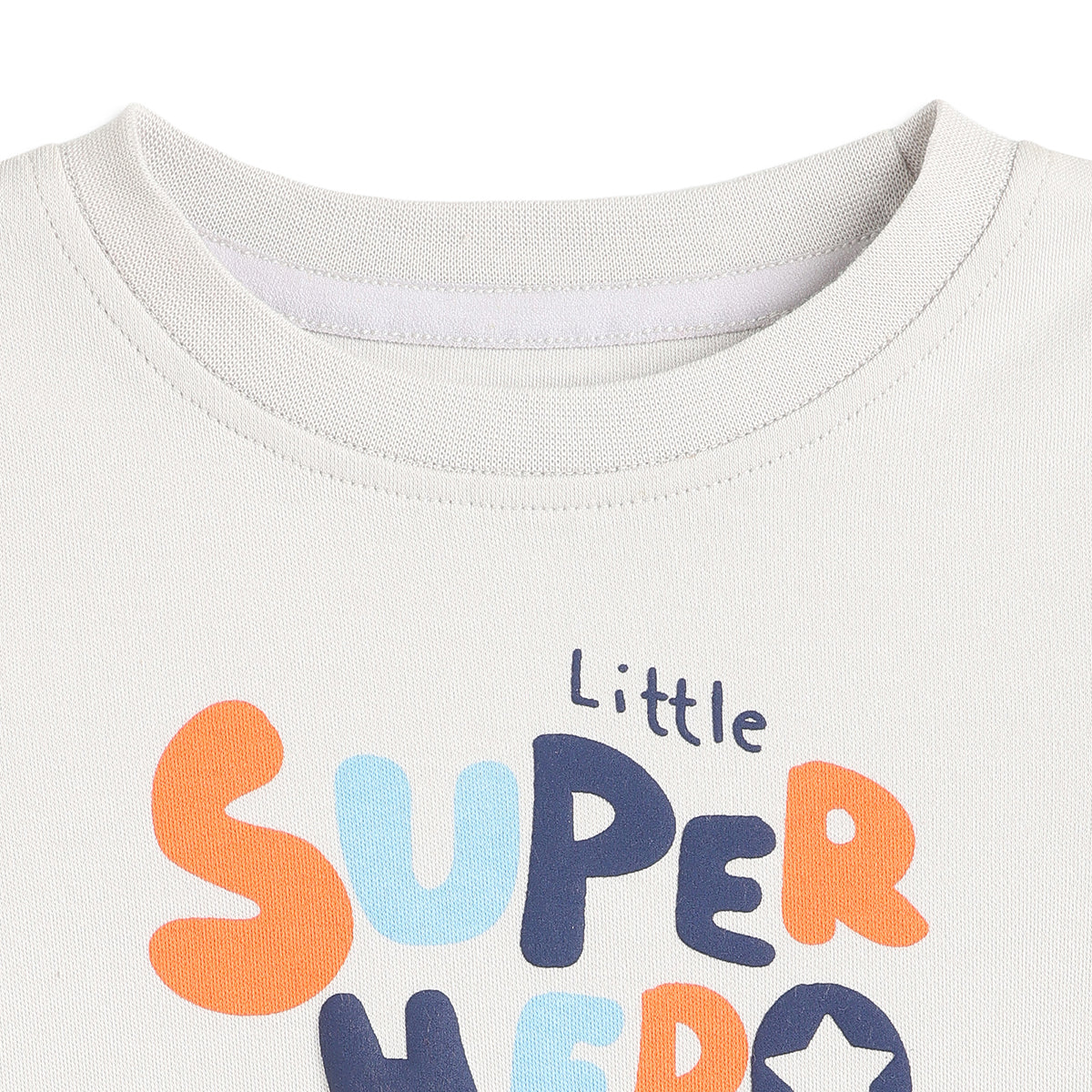 Baby Boys Blue and Off White Cotton Printed T-Shirts Pack of 2 Regular Fit Casual T-Shirts