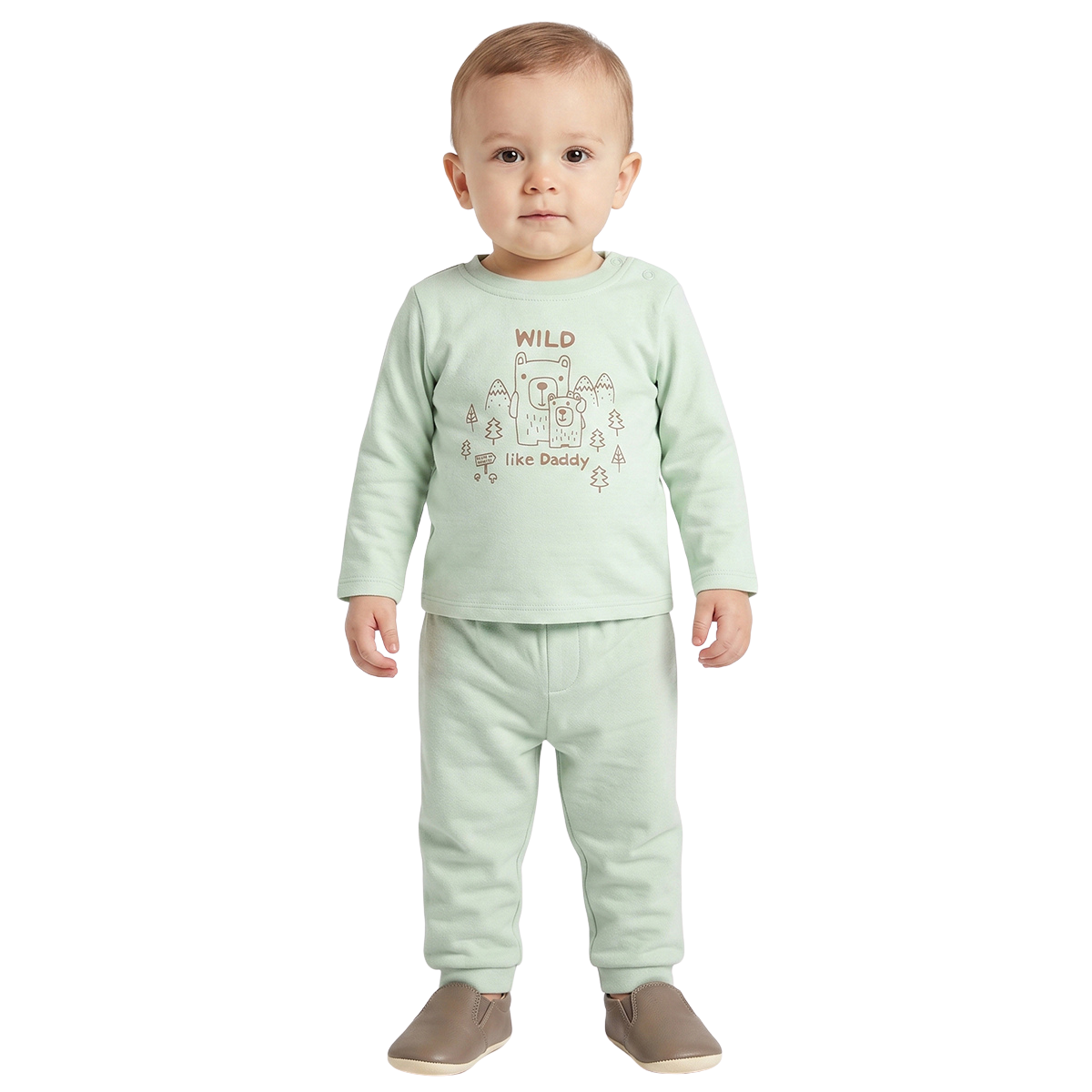 Baby Boys Green and Peach Printed T Shirts Pack of 2 Casual T Shirts