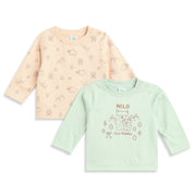 Baby Boys Green and Peach Cotton Printed T-Shirts Pack of 2 Regular Fit Casual T-Shirts