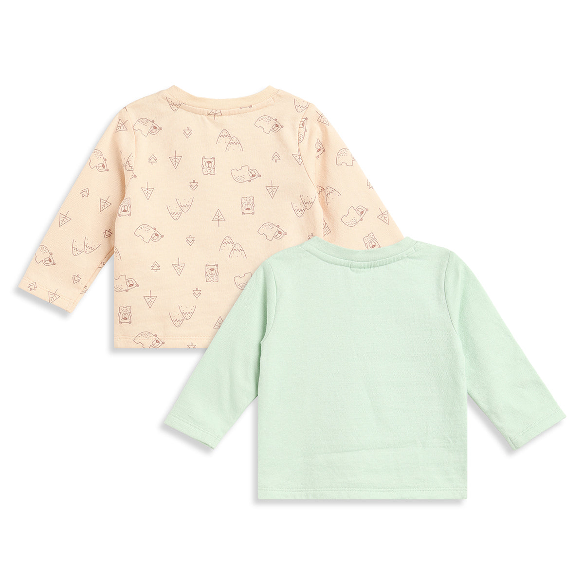 Baby Boys Green and Peach Cotton Printed T-Shirts Pack of 2 Regular Fit Casual T-Shirts