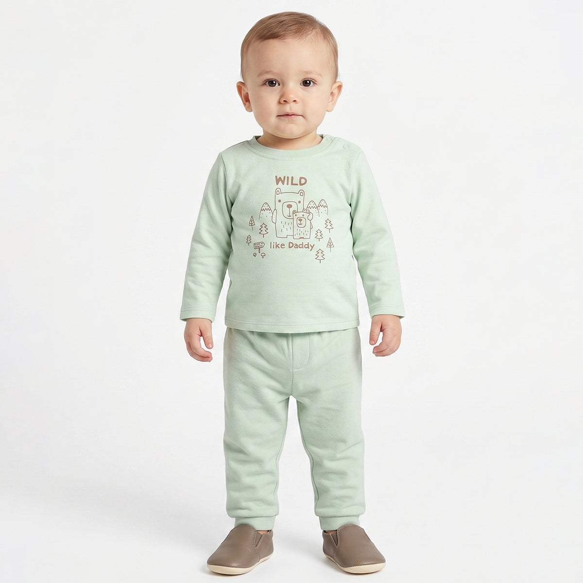 Baby Boys Green and Peach Cotton Printed T-Shirts Pack of 2 Regular Fit Casual T-Shirts