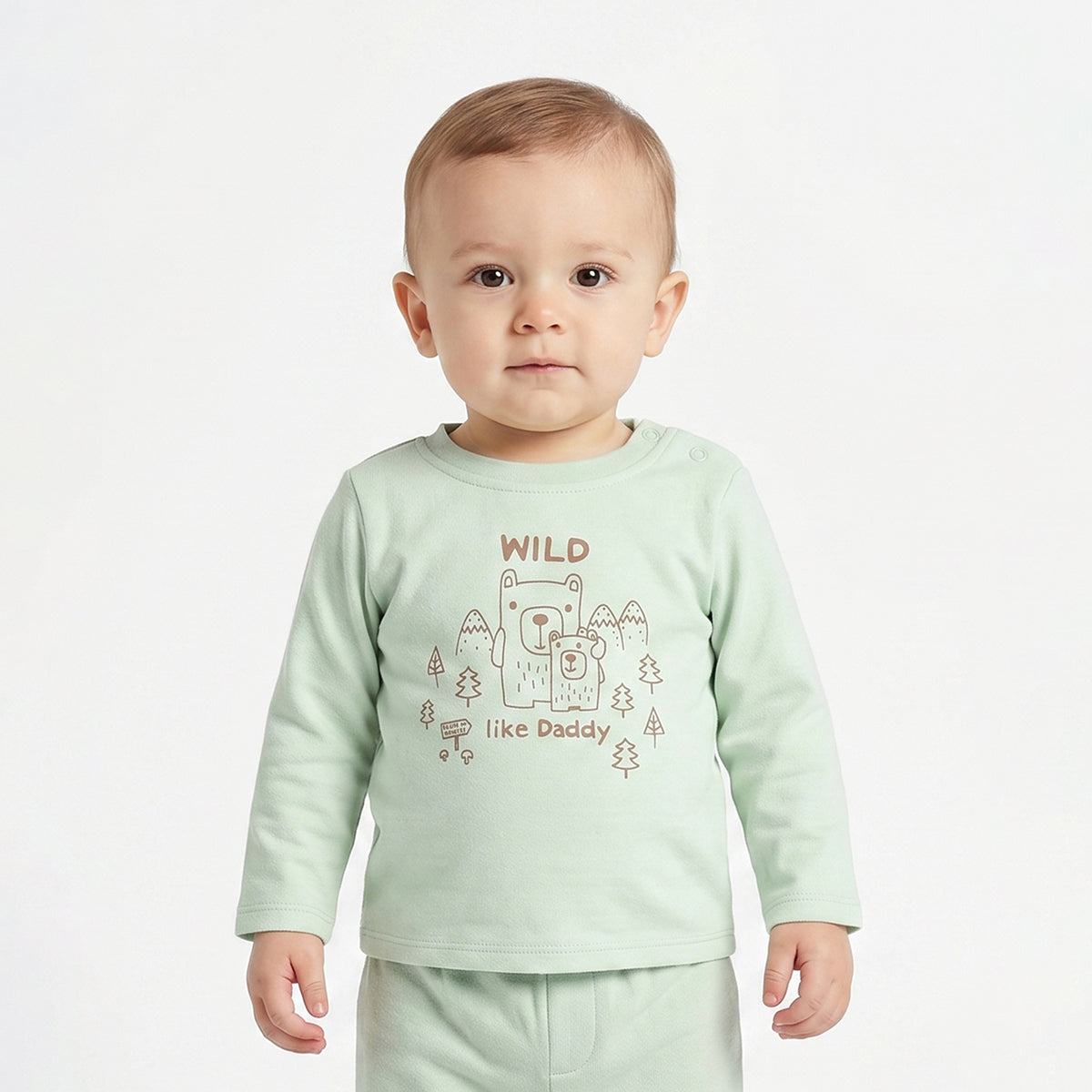 Baby Boys Green and Peach Cotton Printed T-Shirts Pack of 2 Regular Fit Casual T-Shirts