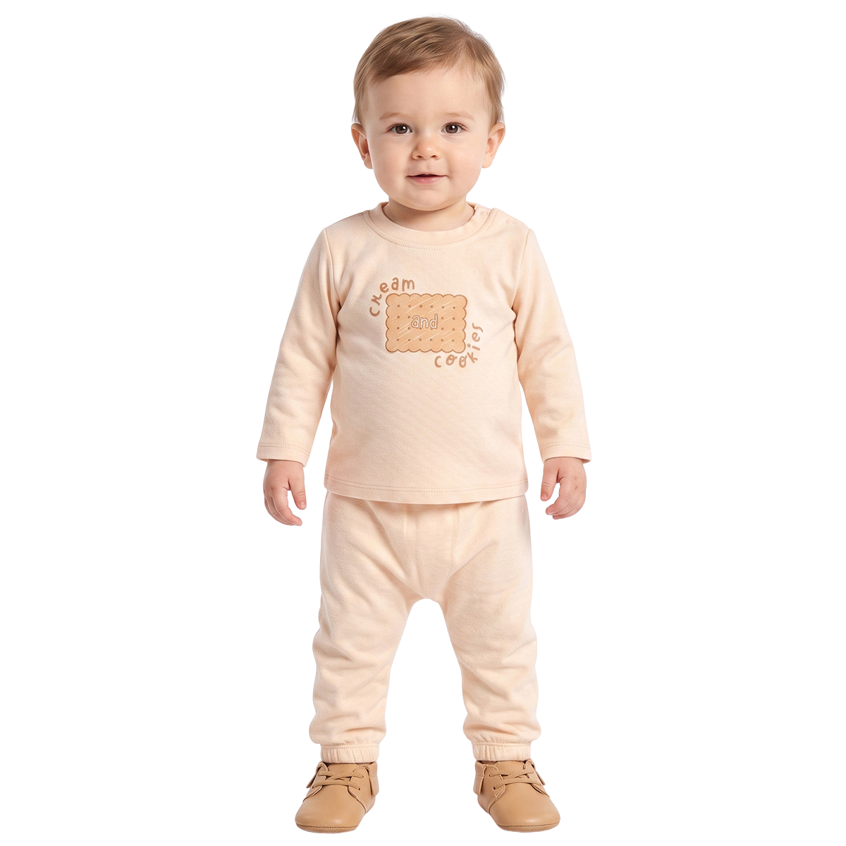 Baby Boys Yellow and Peach Cotton Printed Full Sleeve T Shirts Pack Of
