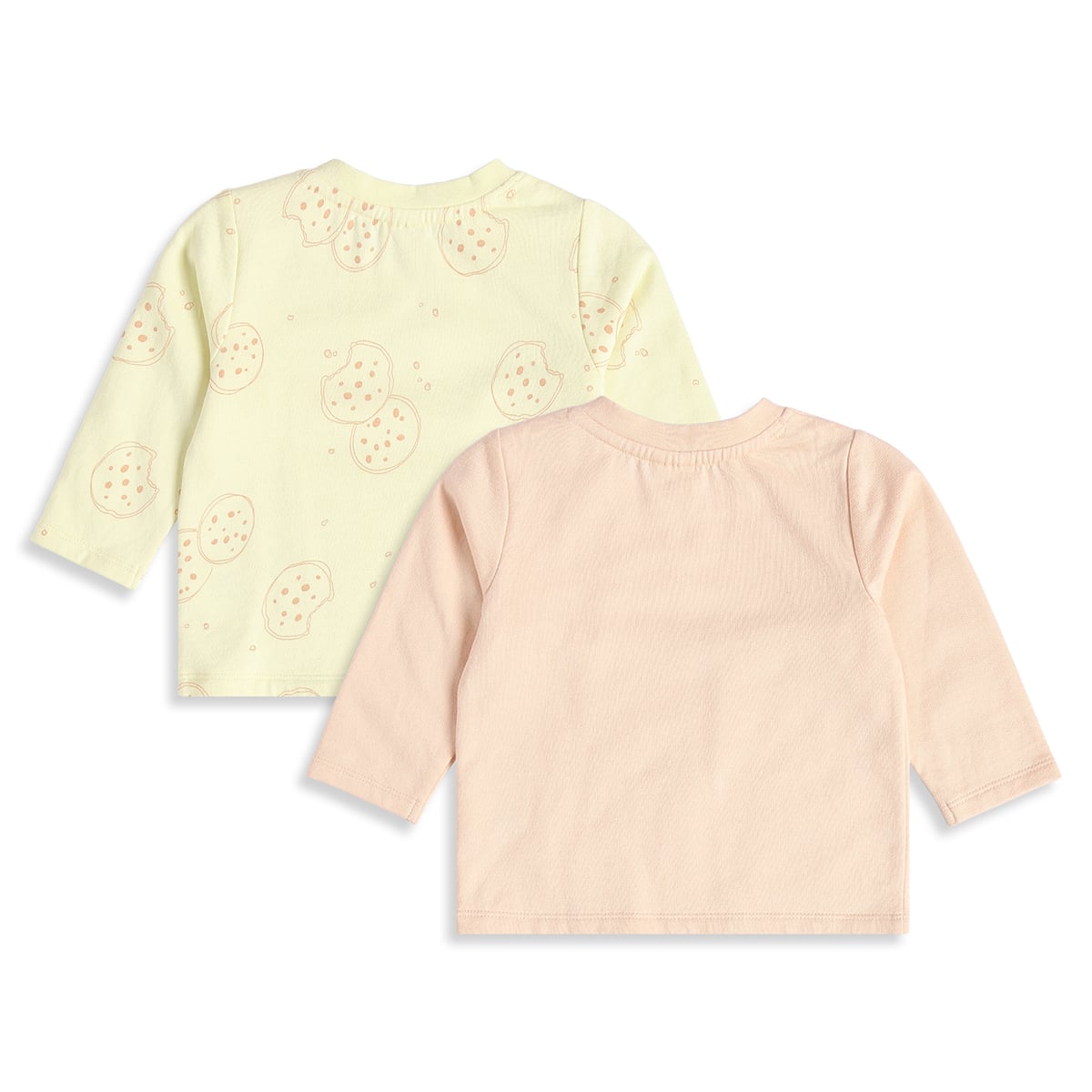 Baby Boys Yellow And Peach Cotton Printed Full Sleeve T-Shirts Pack Of 2 Regular Fit Casual Wear