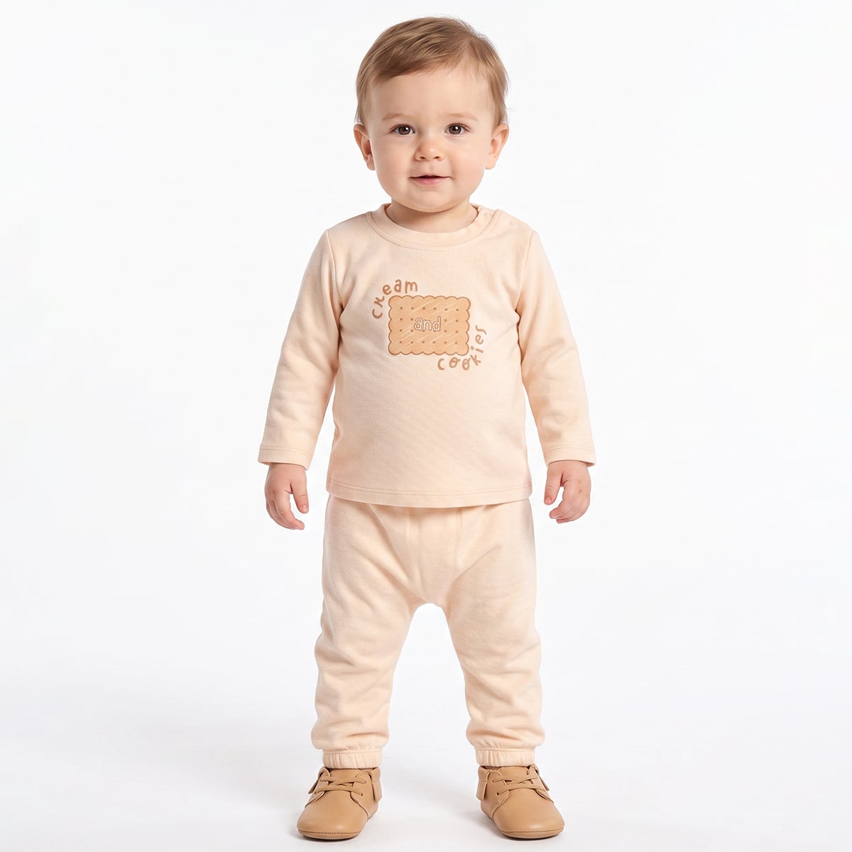 Baby Boys Yellow And Peach Cotton Printed Full Sleeve T-Shirts Pack Of 2 Regular Fit Casual Wear