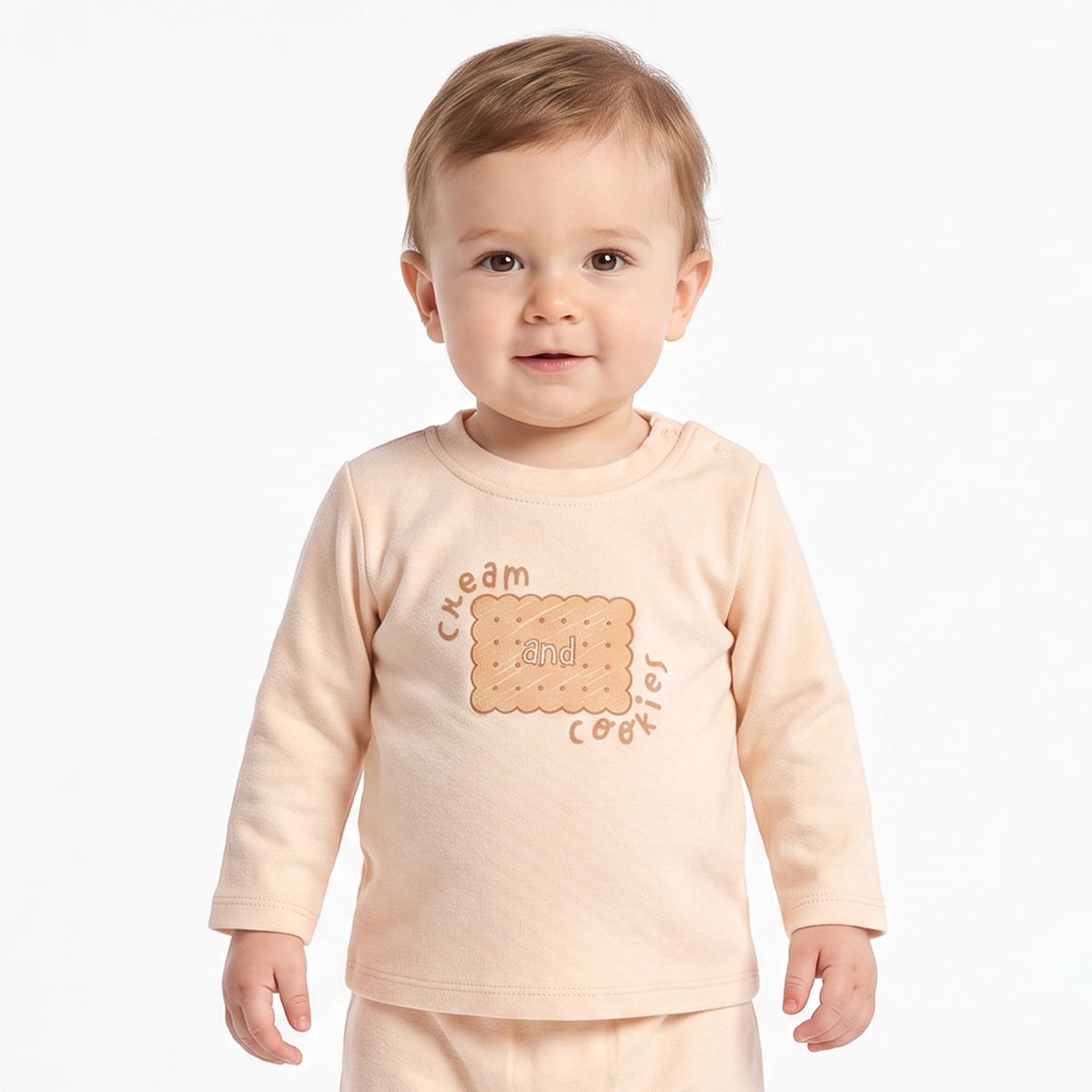 Baby Boys Yellow And Peach Cotton Printed Full Sleeve T-Shirts Pack Of 2 Regular Fit Casual Wear
