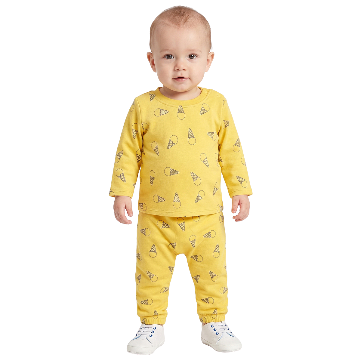 Baby Boys Yellow and Blue Cotton Ice Cream Printed T Shirts Pack Of 2