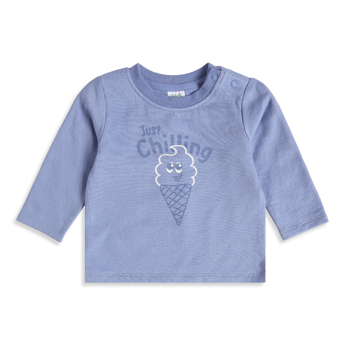 Baby Boys Yellow And Blue Cotton Ice Cream Printed Full Sleeve T-Shirts Pack Of 2 Regular Fit Casual Wear