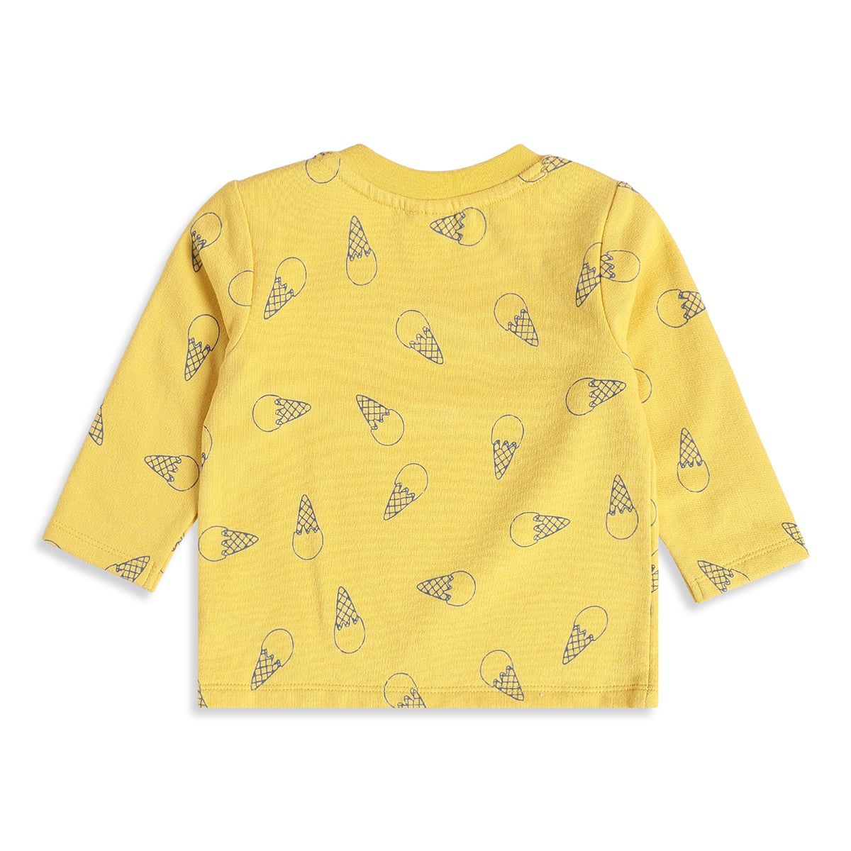 Baby Boys Yellow And Blue Cotton Ice Cream Printed Full Sleeve T-Shirts Pack Of 2 Regular Fit Casual Wear