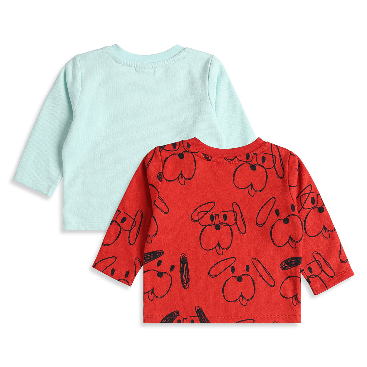Baby Boys Aqua Blue and Red Cotton Printed T-Shirts Pack of 2 Regular Fit Casual T-Shirts