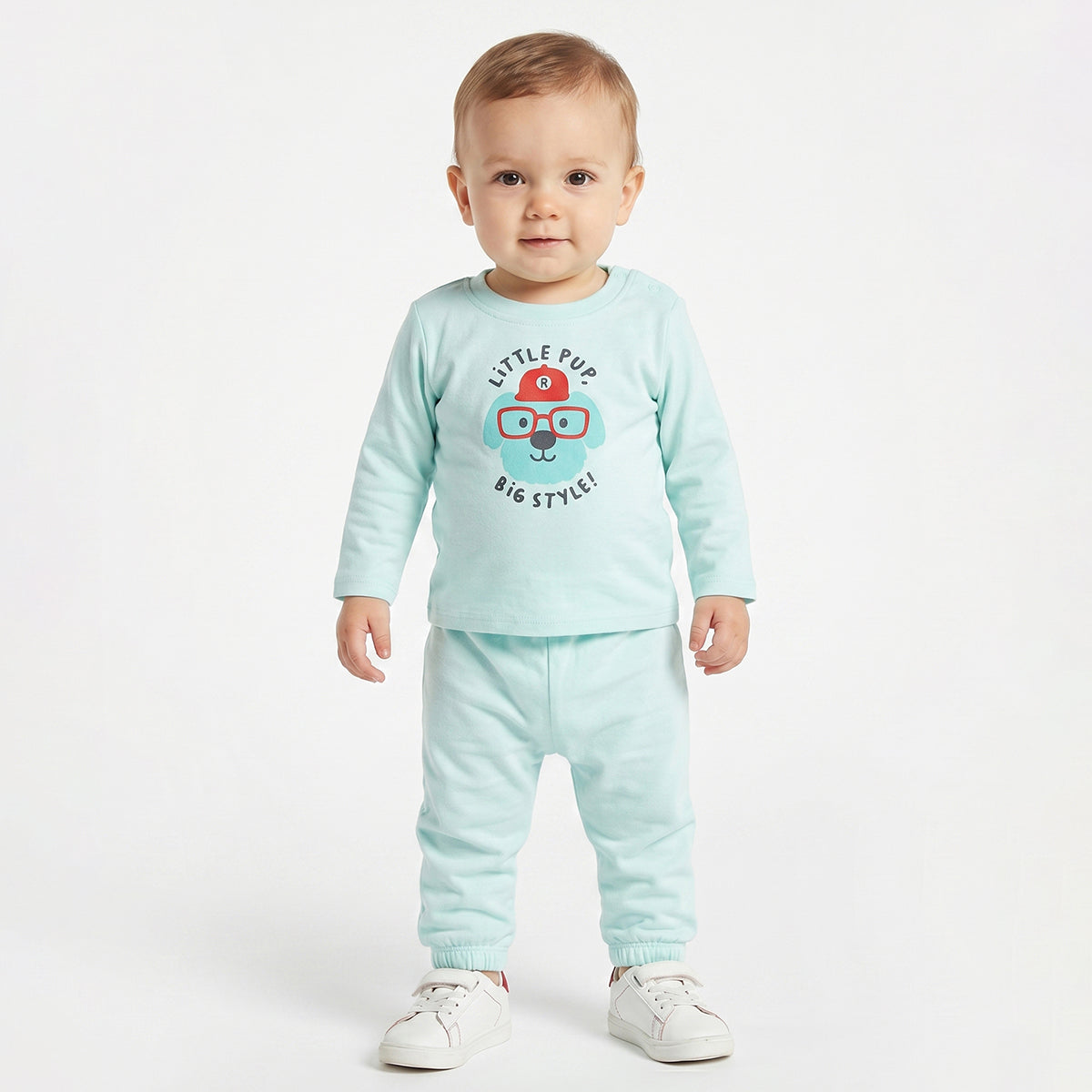 Baby Boys Aqua Blue and Red Cotton Printed T-Shirts Pack of 2 Regular Fit Casual T-Shirts
