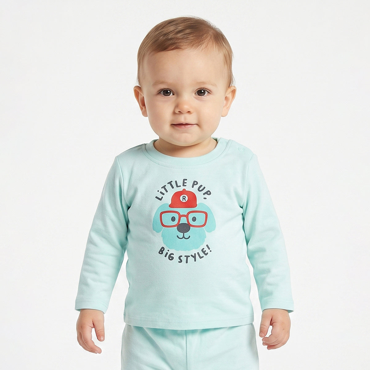 Baby Boys Aqua Blue and Red Cotton Printed T-Shirts Pack of 2 Regular Fit Casual T-Shirts
