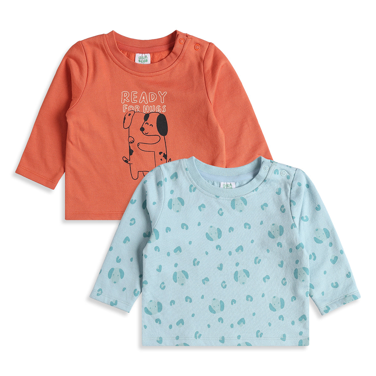 Baby Boys Orange and Light Blue Cotton Printed T-Shirts Pack of 2 Regular Fit Casual T-Shirts