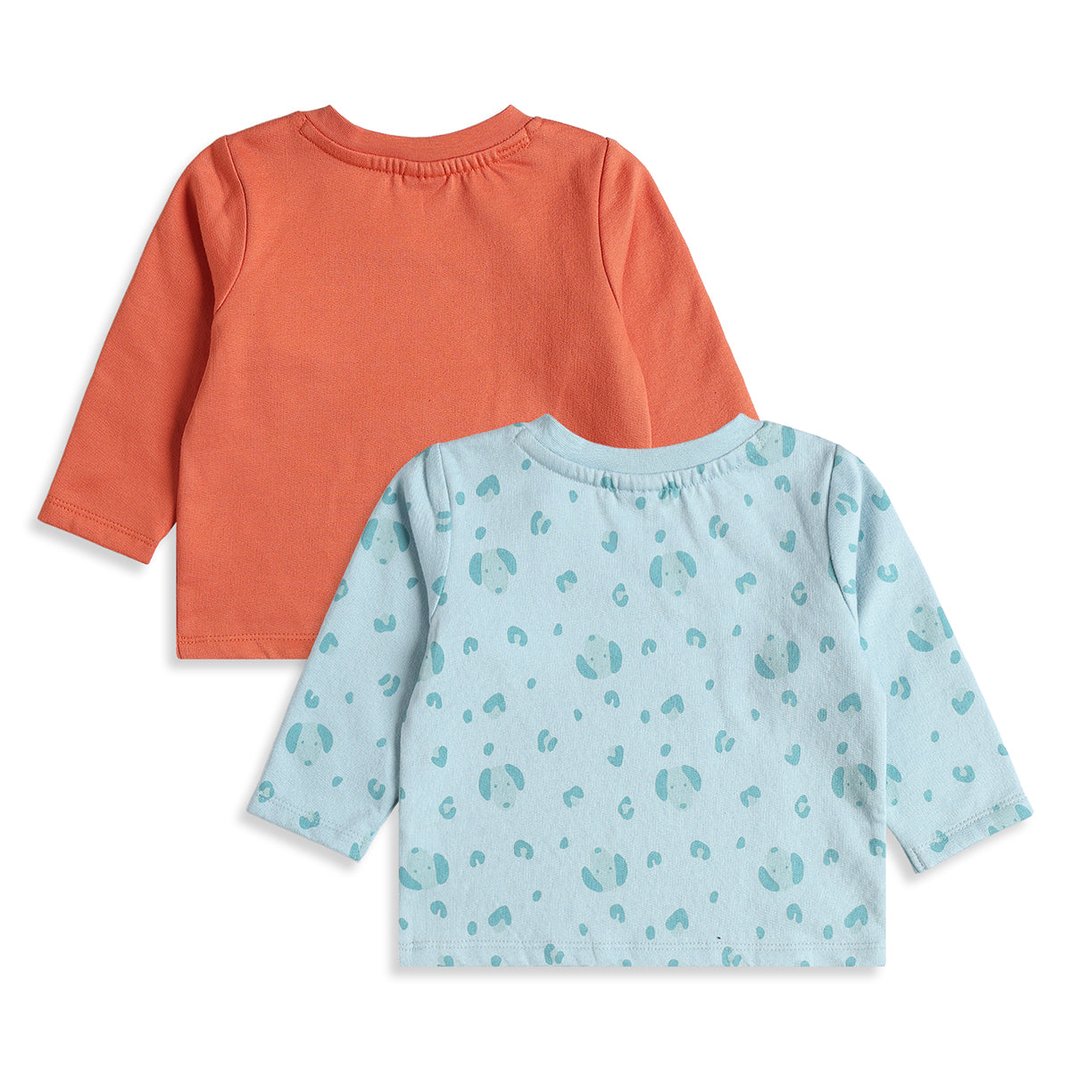 Baby Boys Orange and Light Blue Cotton Printed T-Shirts Pack of 2 Regular Fit Casual T-Shirts