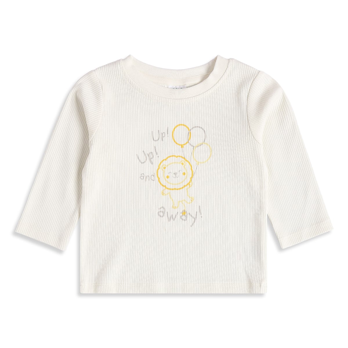Baby Boys Off-White And Light Grey Cotton Lion Printed Full Sleeve T-Shirts Pack Of 2 Regular Fit Casual Wear