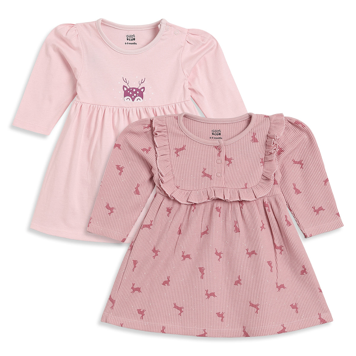 Baby Girls Pink Cotton Printed Dresses Pack of 2 Regular Fit