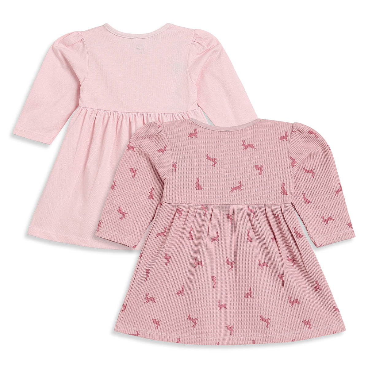 Baby Girls Pink Cotton Printed Dresses Pack of 2 Regular Fit