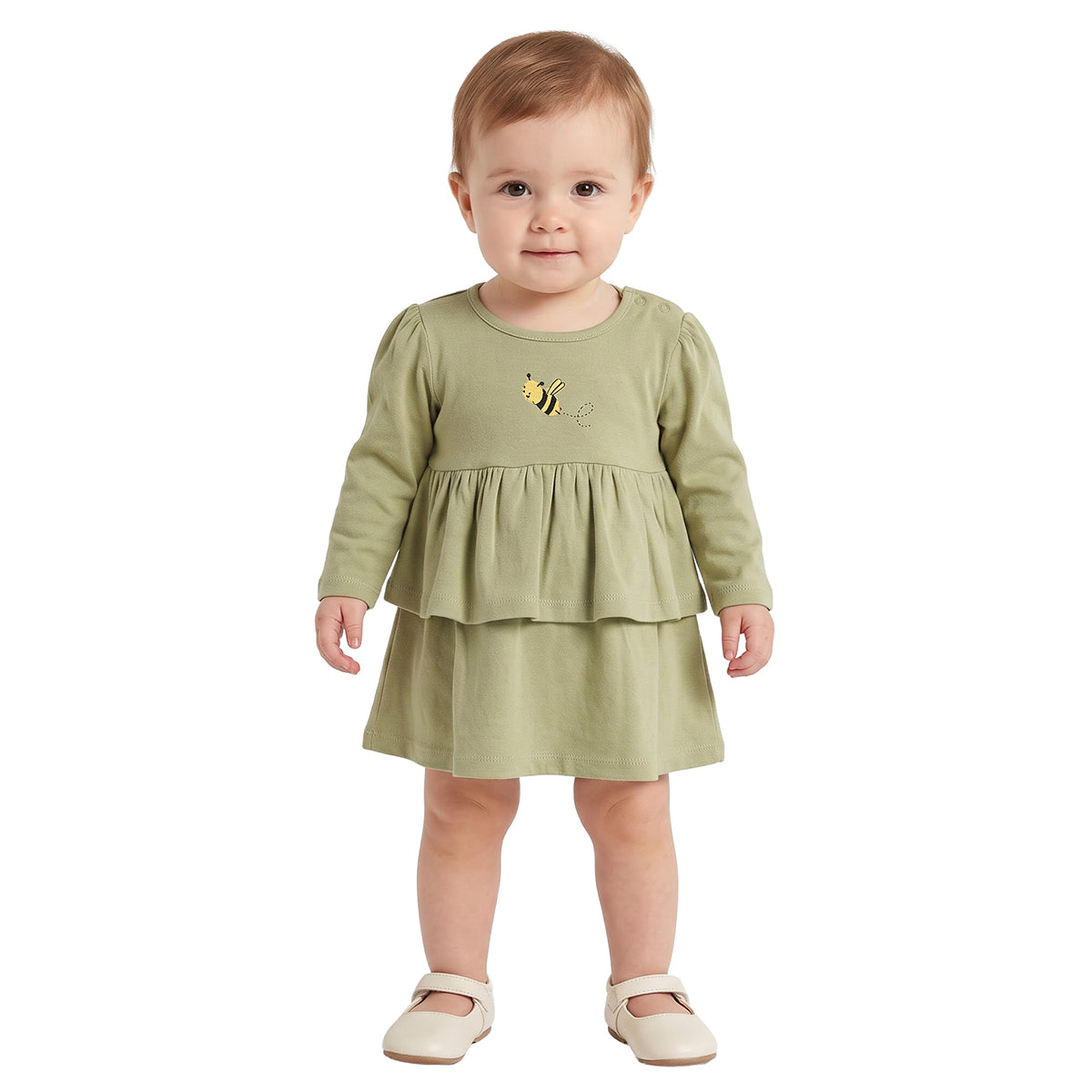 Baby Girls Green and Red Cotton Dress Pack of 2 Regular Fit Casual Wear