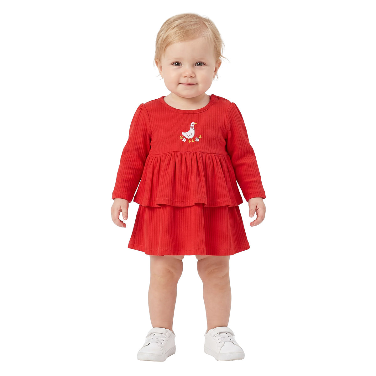 Baby Girls Green and Red Cotton Dress Pack of 2 Regular Fit Casual Wear