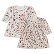 Baby Girls Cream Cotton Floral Dresses Pack of 2 Regular Fit