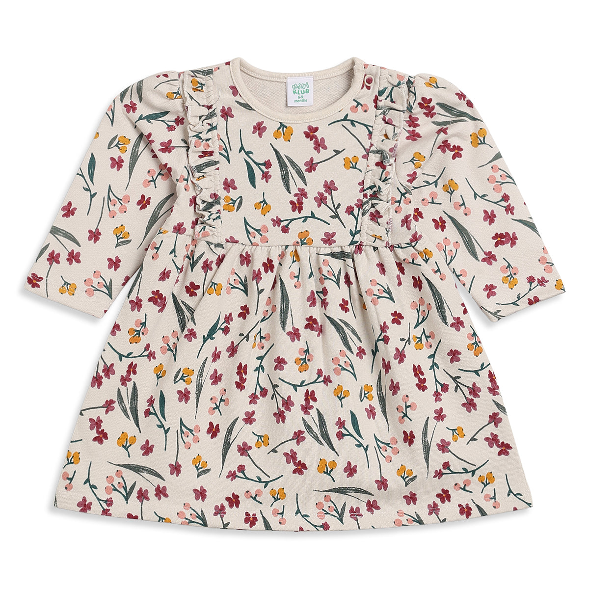 Baby Girls Cream Cotton Floral Dresses Pack of 2 Regular Fit