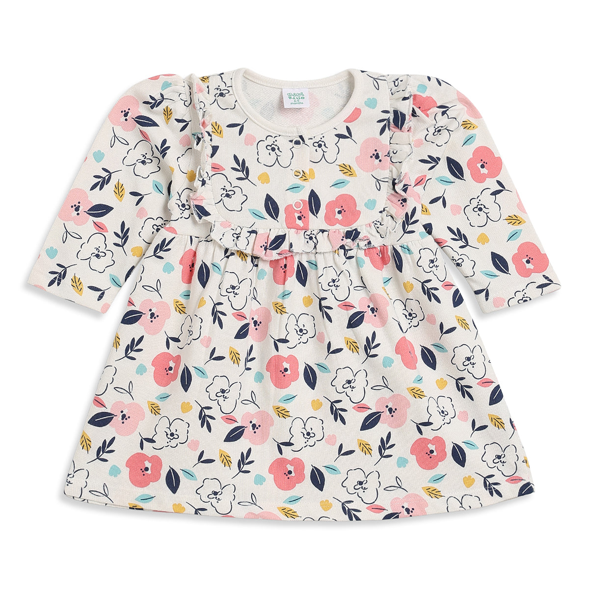 Baby Girls Cream Cotton Floral Dresses Pack of 2 Regular Fit