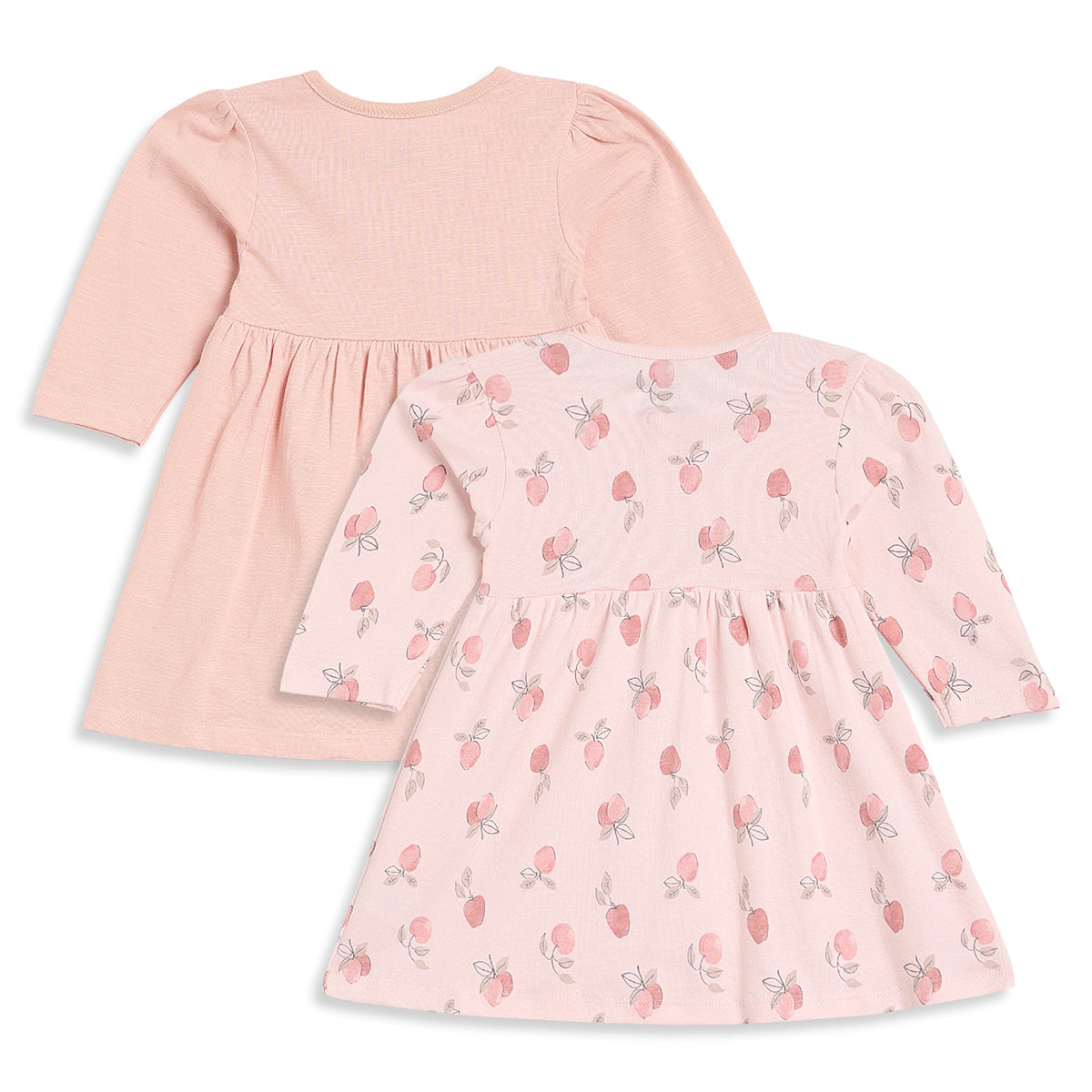 Baby Girls Pink and Peach Printed Dresses Pack of 2 Casual Wear