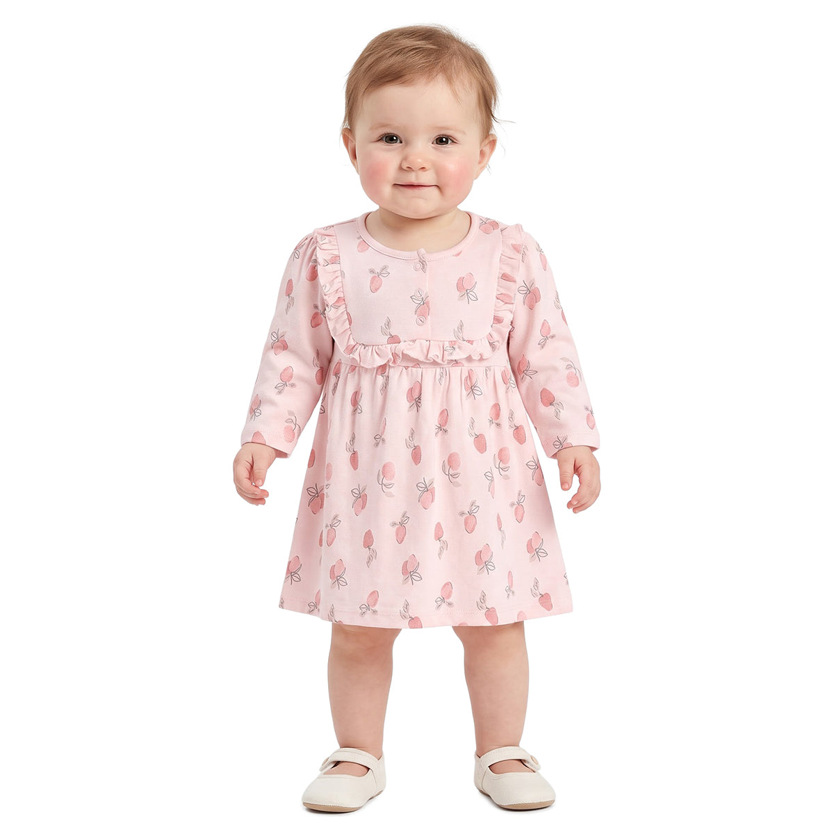 Baby Girls Pink and Peach Printed Dresses Pack of 2 Casual Wear