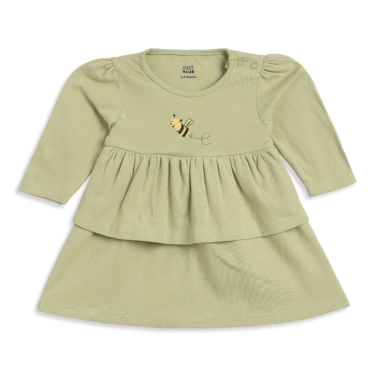 Baby Girls Cream Sage Cotton Dress Pack of 2 Regular Fit Casual Wear