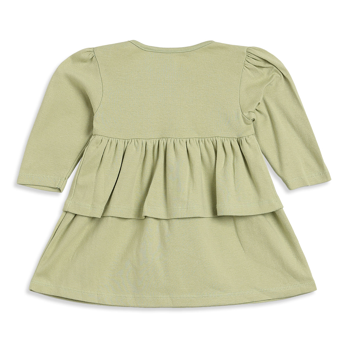 Baby Girls Cream Sage Cotton Dress Pack of 2 Regular Fit Casual Wear