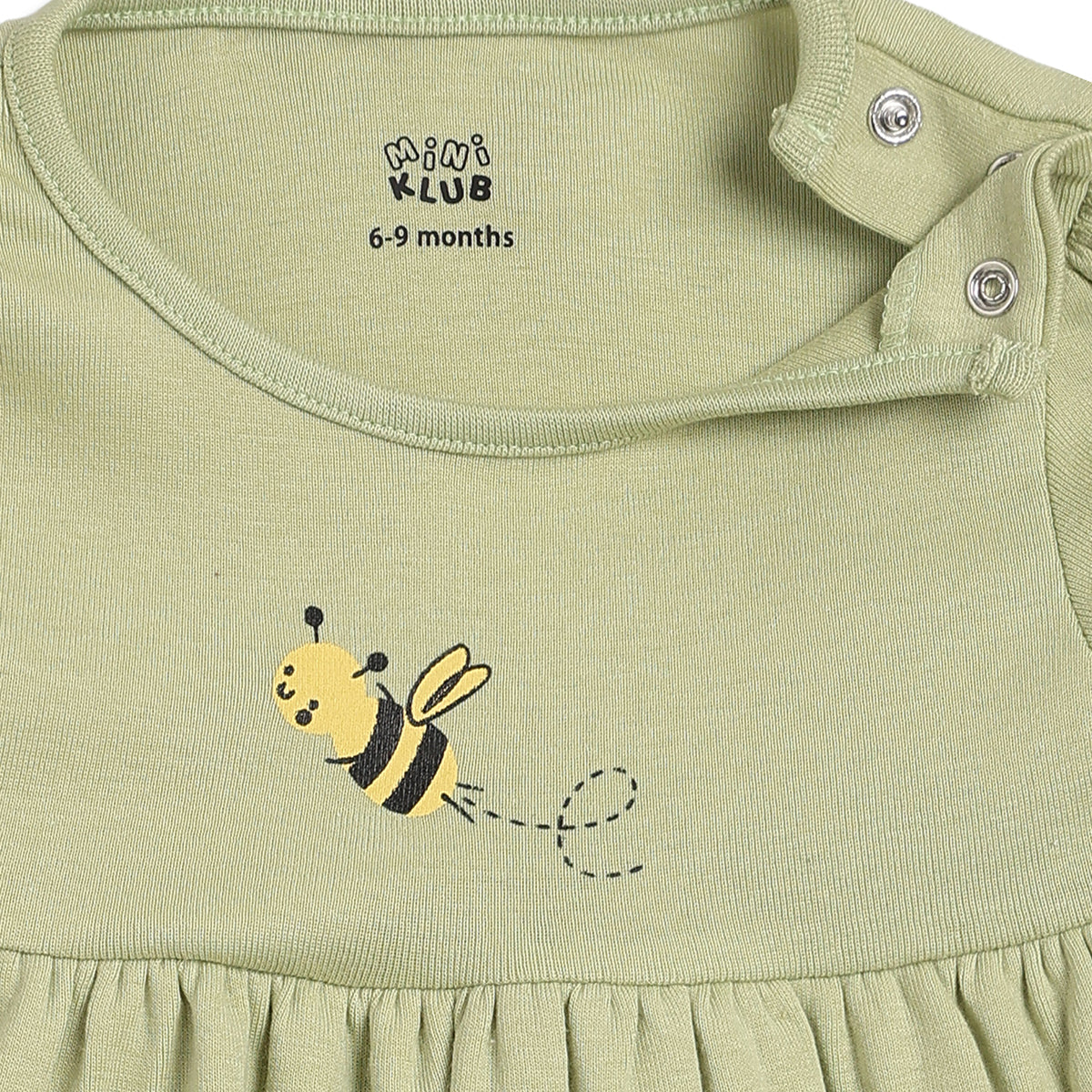 Baby Girls Cream Sage Cotton Dress Pack of 2 Regular Fit Casual Wear